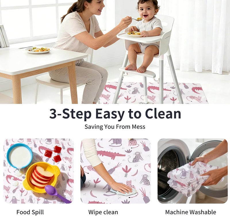 CoolaPeach Splat Mat for Under High Chair/Arts/Crafts, Washable Baby Spill Mat Waterproof Non-Slip Floor Splash Mat, Portable Play Mat and Table Cloth (Crocodile, 43"x 43") - Image 5